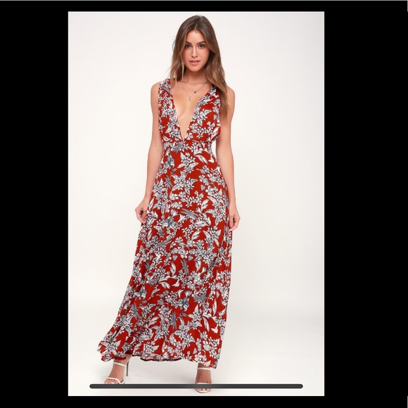 Lulus Dresses & Skirts - Rustic red floral dress